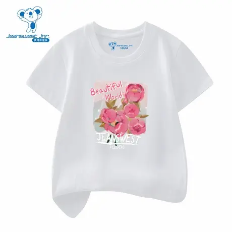 XD真维斯女童短袖衫 夏季款 纯棉透气圆领可爱印花短袖T恤图片