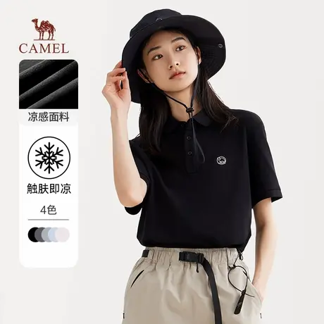 骆驼女装Polo衫2025夏季新款透气冰丝凉感索罗娜短袖男女同款商品大图