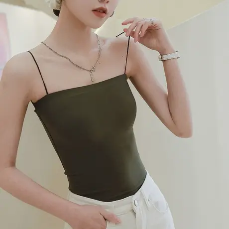 美背一体式无痕冰丝一片式吊带背心女内搭带胸垫式文胸薄款小胸夏商品大图