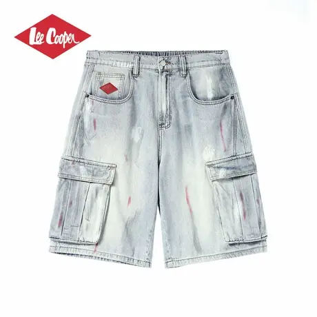 Lee Cooper/李库珀 复古水洗短裤男夏季透气宽松阔腿工装牛仔中裤图片