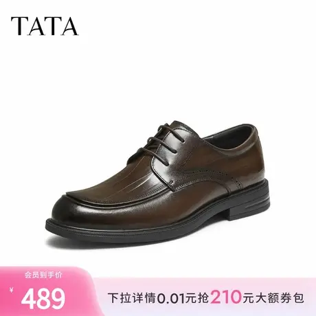 TATA/他她2025秋商场同款纯色舒适百搭休闲皮鞋男新款VNX01CM5图片