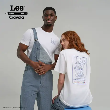 Lee× Crayola联名商场同款25秋冬新舒适版白色男女同款短袖T恤图片