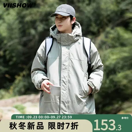 VIISHOW日系保暖外套工装2023秋冬新款男生宽松户外登山连帽棉服商品大图