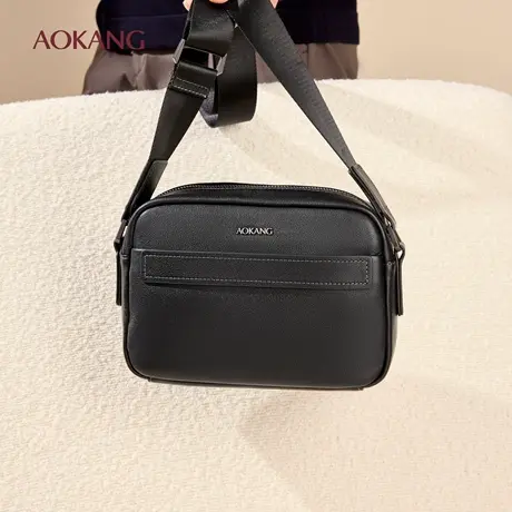 奥康 秋冬新款男包单肩斜挎包黑色商务波士顿包专柜正品图片