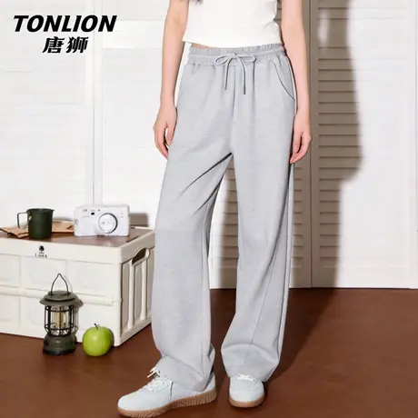 唐狮官方拼接卫裤女2026新款春季宽松运动裤美式香蕉裤休闲裤子VC图片