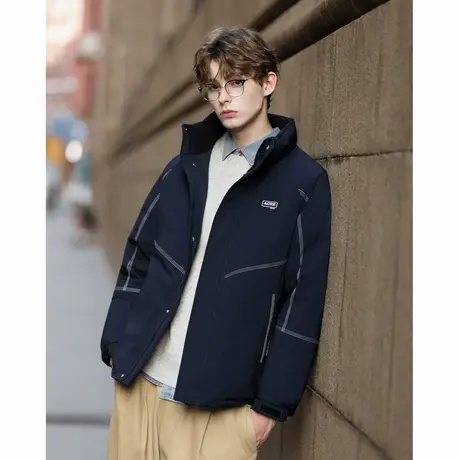 唐狮冬季短款羽绒服男立领明线设计时尚百搭藏青鸭绒羽绒外套TUTA商品大图