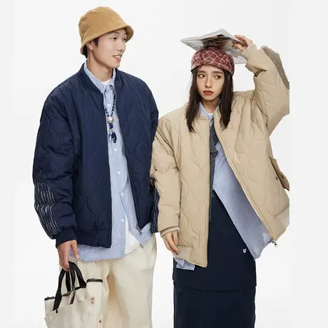 潮牌复古棒球服棉服女冬季夹棉外套2023年新款拼接情侣装宽松棉衣商品大图