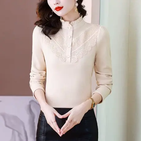德绒保暖内衣女士加绒加厚打底衫秋冬季妈妈洋气减龄外穿百搭上衣图片