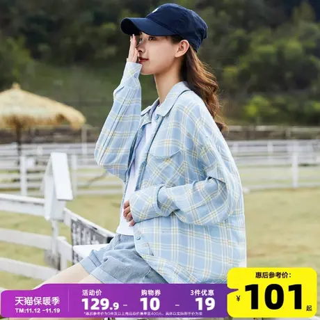 2022夏季新款长袖衬衫女薄款格子罩衫休闲宽松开衫百搭衬衣外套春图片