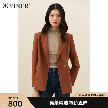 YINER音儿女装冬季新款羊毛呢西装领短外套商品大图