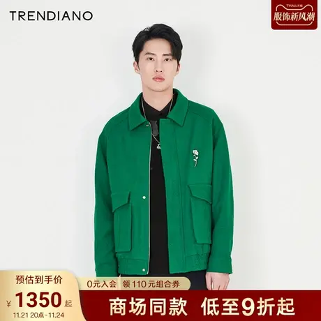 TRENDIANO官方2023新款春夏季男装开衫外套时尚休闲翻领夹克男士商品大图
