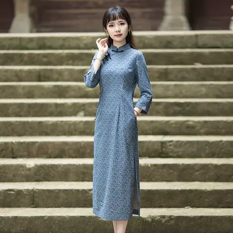 筠雅改良旗袍新款女春款连衣裙小香风碎花气质中式盘扣裙子商品大图