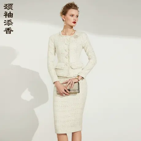 颈袖添香2023春装新款时尚气质名媛女显瘦包臀职业小香风套裙商品大图