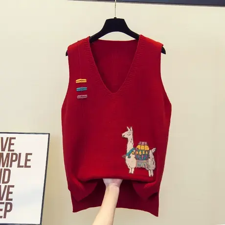 v领针织马甲背心女2023秋装新款宽松慵懒风上衣外穿马夹毛衣坎肩商品大图