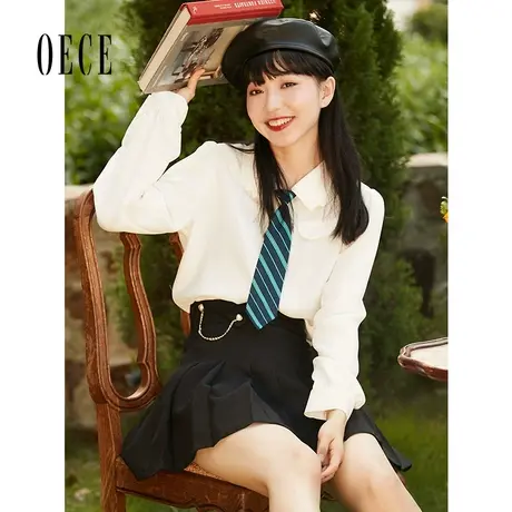 Oece设计感帅气衬衫春秋季新款女复古修身长袖上衣衬衣商品大图