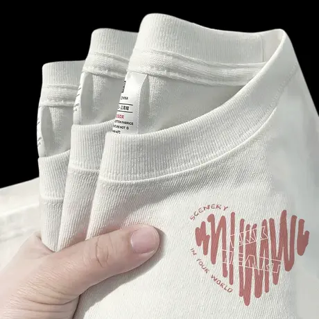 2023夏季新款仿棉白色短袖t恤女设计感小众美式复古chic港味上衣商品大图