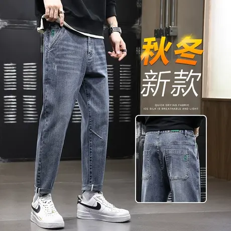 潮牌牛仔裤男款宽松直筒休闲长裤子春季青少年男士美式2024年新款商品大图