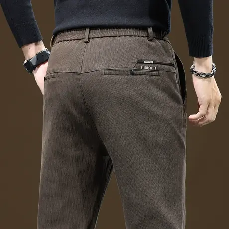秋冬季中年爸爸装商务正装西裤春秋款男士高端弹力直筒休闲长裤子商品大图