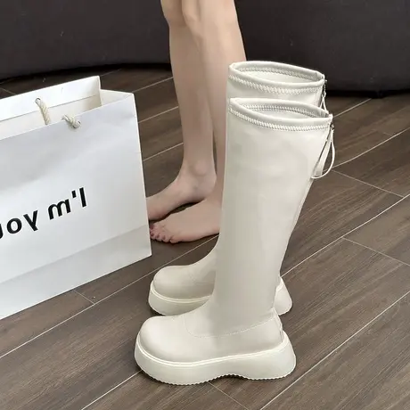 骑士靴女长筒靴2024秋冬季新款瘦瘦靴不过膝长靴复古百搭高筒靴子图片