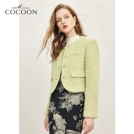 missCOCOON千金玛德琳羊毛大衣女2023秋冬新款小香风短款毛呢外套商品大图