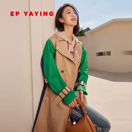 EP YAYING雅莹女装 设计感撞色拼接风衣外套 2023新款7302A图片