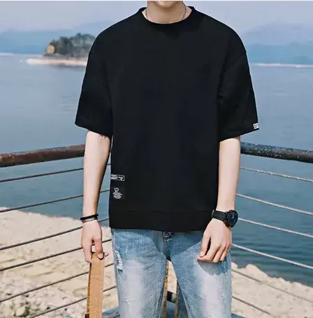 肥佬短袖t恤大码男夏季男士加肥加大男装潮流胖子圆领衣服男宽松商品大图