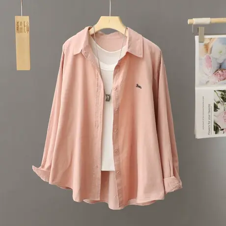 韩版休闲衬衫外套女2024新款早春装纯棉衬衣设计感慵懒风开衫上衣图片