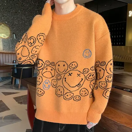 秋冬季针织衫毛衣男士圆领加厚青少年初中高中学生冬装保暖线衣潮商品大图