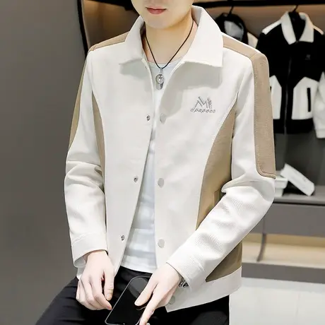 潮牌拼色夹克男春款韩版高品质短款风衣帅气休闲男装刺绣百搭外套商品大图