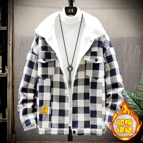 冬季羊羔毛外套男潮流加绒加厚夹克宽松男装大码上衣学生保暖褂子商品大图
