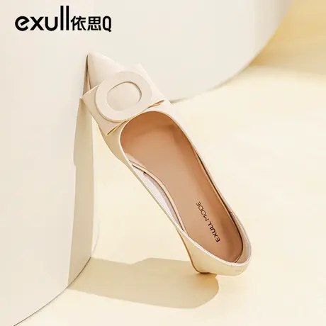 依思q晚晚风温柔不累脚女鞋浅口软底尖头低跟单鞋2024新款妈妈鞋商品大图