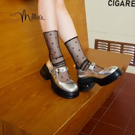 妙丽春季新款时尚通勤百搭透气玛丽珍女鞋27002CQ3商品大图