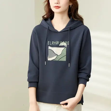 宽松连帽卫衣女春秋2023新款时尚休闲上衣长袖套头衫洋气百搭外套图片