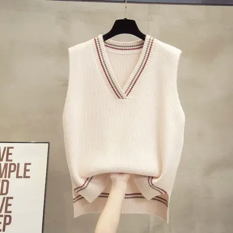 v领针织马甲背心女2023秋装新款宽松上衣外穿马夹外搭毛衣坎肩潮商品大图
