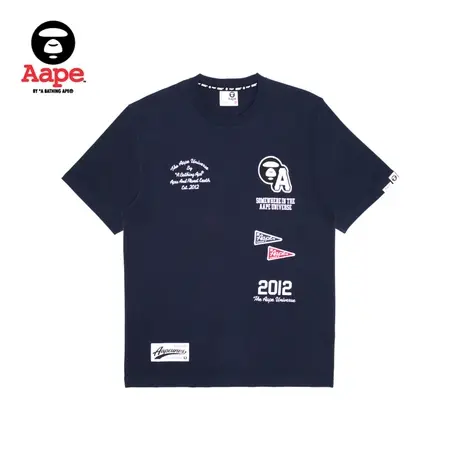 Aape旗舰店男装秋冬猿颜刺绣小标字母印花潮流短袖T恤1396XXL商品大图