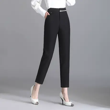 气质小个子烟管西装裤女秋季2023新款高腰垂感显瘦休闲直筒小脚裤商品大图