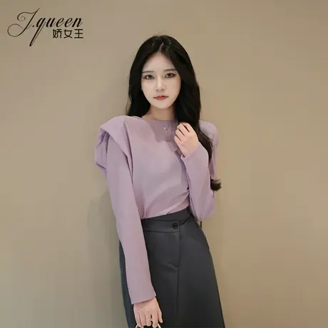 雪纺衬衫女2023秋季微透纯欲气质休闲别致垫肩小众显瘦长袖上衣图片