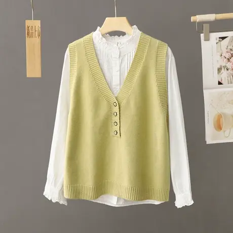 春秋百搭针织马甲无袖背心女V领软糯慵懒毛衣坎肩叠穿ins马夹上衣商品大图