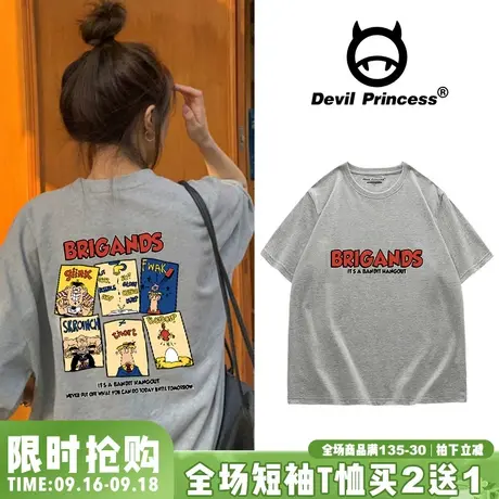 日系原创短袖t恤女2023韩版宽松ins原宿风很仙的上衣超火半袖体恤商品大图