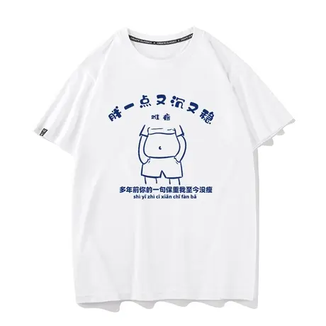 秀洛减肥难瘦啊胖一点又沉又稳T恤短袖恶搞文字打底衫保重上衣服商品大图