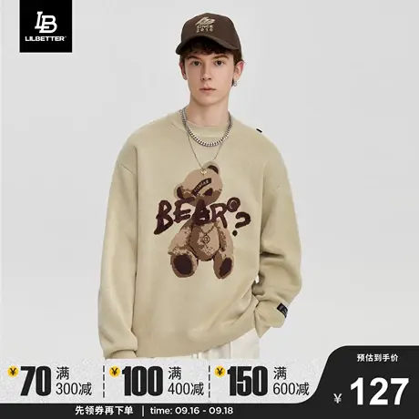 Lilbetter小熊毛衣男ins韩版新款秋冬国潮打底衫情侣装港风针织衫商品大图