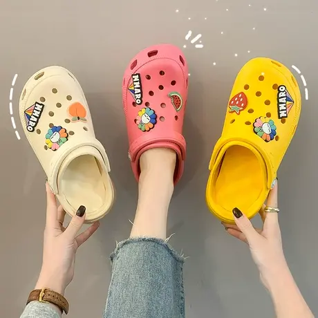 护士洞洞鞋女ins潮包头夏防滑厚底沙滩可爱2023年新款凉拖鞋外穿商品大图