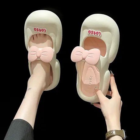 新款玛丽珍凉拖鞋女夏季网红外穿可爱蝴蝶结防滑厚底沙滩包头拖鞋商品大图