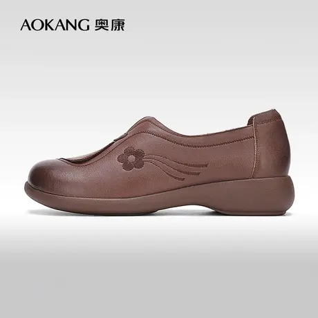 【门店发货】奥康女鞋 2023秋季新款真皮浅口单鞋中老年妈妈鞋商品大图