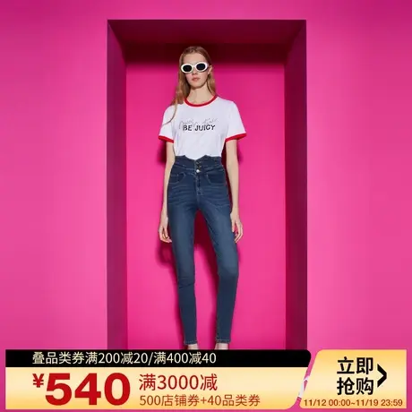 Juicy Couture橘滋2023新款撞色领印花烫钻女T恤商品大图