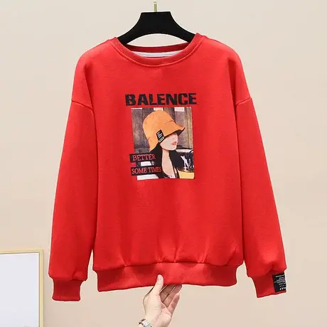 卡通牛印花卫衣女春秋套头学院风韩版宽松大版上衣洋气外穿卫衣潮商品大图