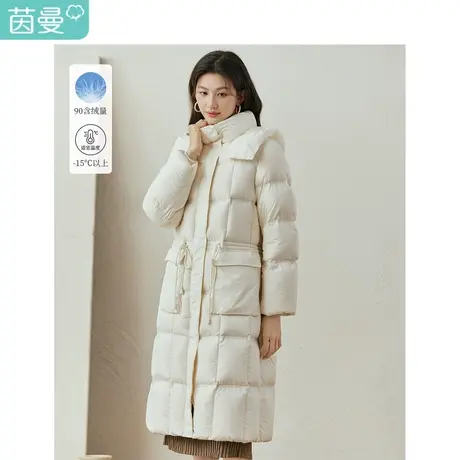 【商场同款】茵曼科技感零重力羽绒服2023冬季女装新款连帽长外套图片