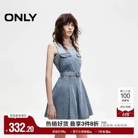 ONLY2025春季新款无袖复古U领渐变水洗百褶短裙牛仔裙连衣裙女图片