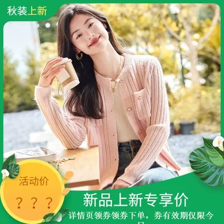 时尚气质毛衣开衫2023年秋季新款女装圆领小香风温柔通勤长袖上衣图片