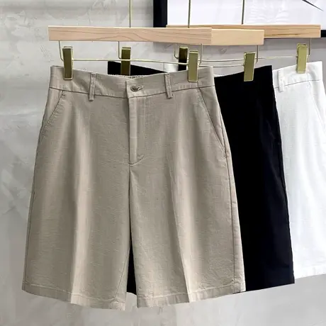 新款夏季短裤韩版潮流休闲裤子男士亚麻中裤直筒棉麻五分裤男西裤图片